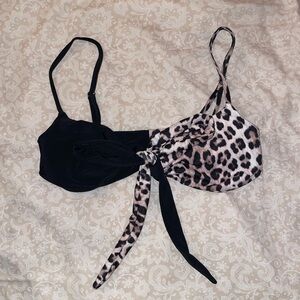 Tie Front Leopard Print Bikini Top
